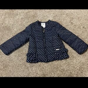Like new! Worn once! Mayoral 24 months Navy Polka Dot Kids Jacket ruffle detail